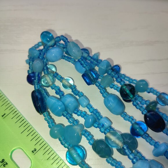 Ultra Long Necklace Wear in 2 3 4 5 Strands Adjustable Length Blue Stones - Picture 8 of 10